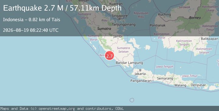 Map of Southern Sumatra, Indonesia