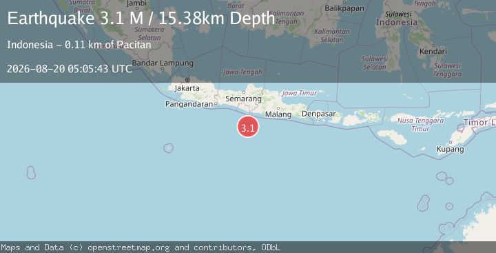 Map of South of Java, Indonesia