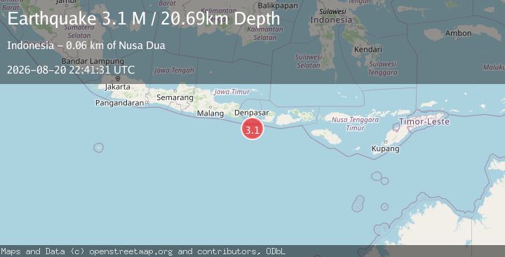 Map of South of Bali, Indonesia
