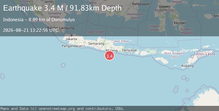Map of South of Java, Indonesia