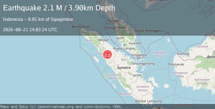 Map of Northern Sumatra, Indonesia