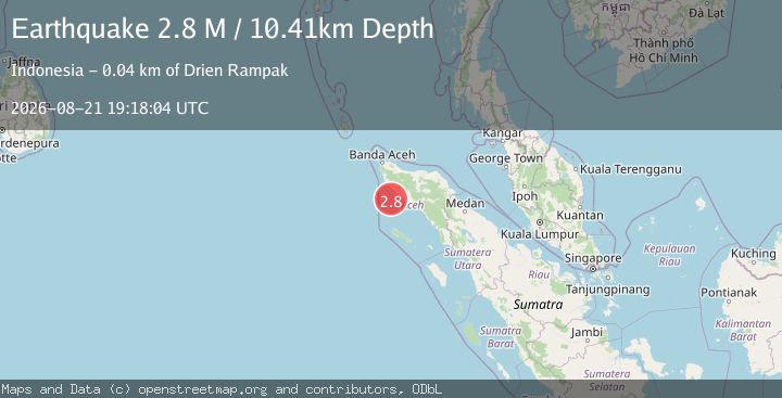 Map of Northern Sumatra, Indonesia