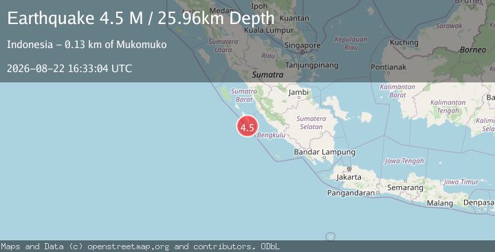 Map of Southern Sumatra, Indonesia