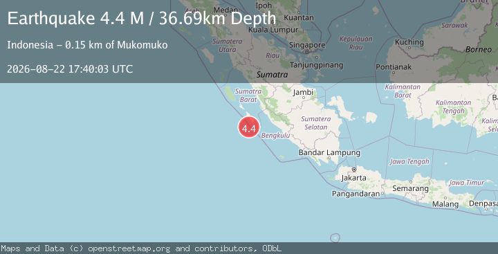 Map of Southern Sumatra, Indonesia