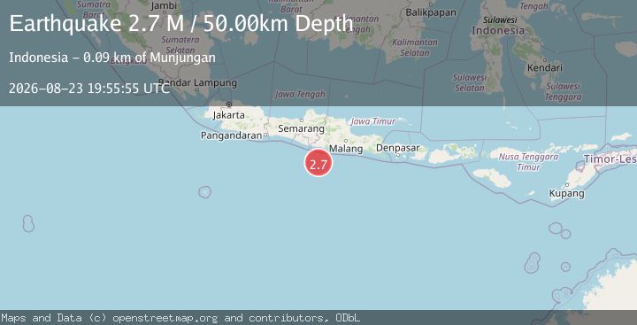 Map of South of Java, Indonesia
