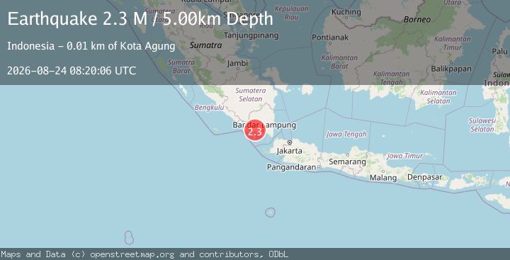 Map of Southern Sumatra, Indonesia