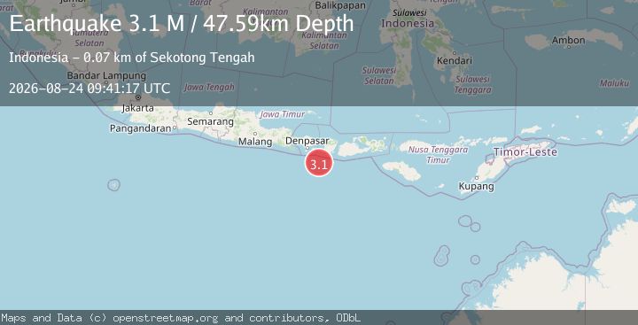 Map of South of Bali, Indonesia