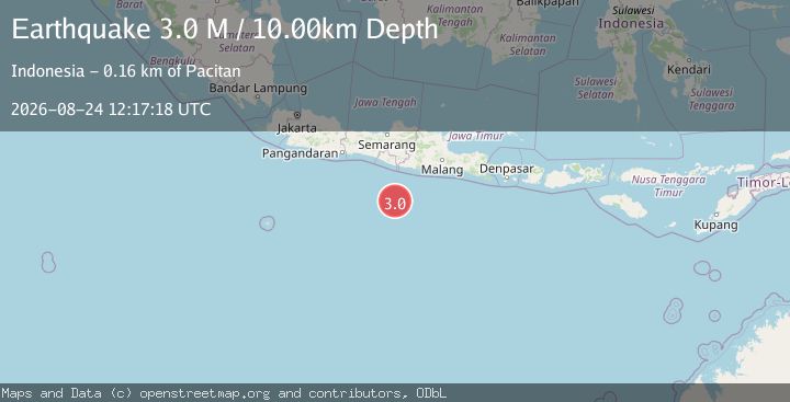 Map of South of Java, Indonesia