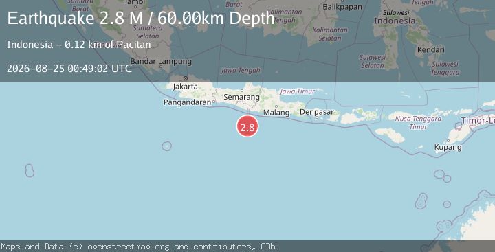 Map of South of Java, Indonesia