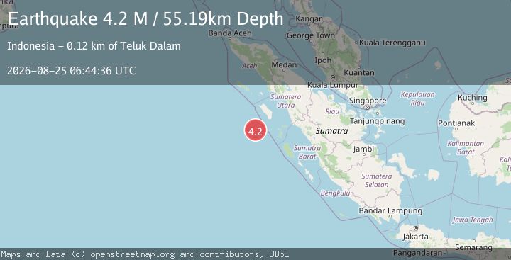 Map of Southwest of Sumatra, Indonesia