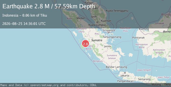 Map of Southern Sumatra, Indonesia