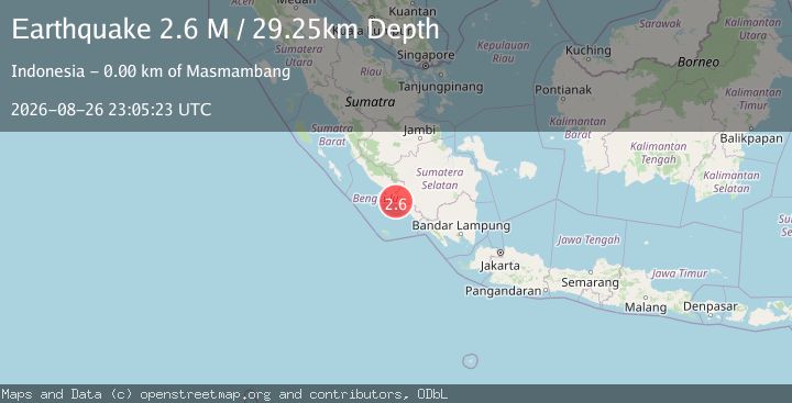 Map of Southern Sumatra, Indonesia