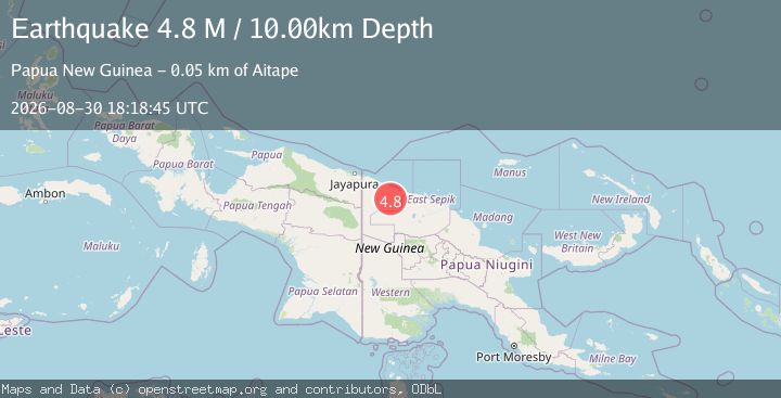 Map of Near North Coast of Papua New Guinea