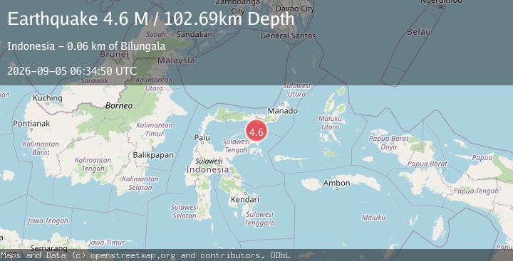 Map of Minahassa Peninsula, Sulawesi