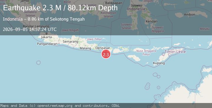 Map of South of Bali, Indonesia