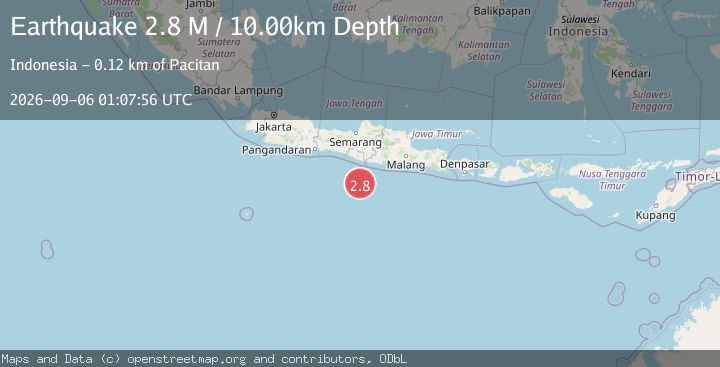 Map of South of Java, Indonesia