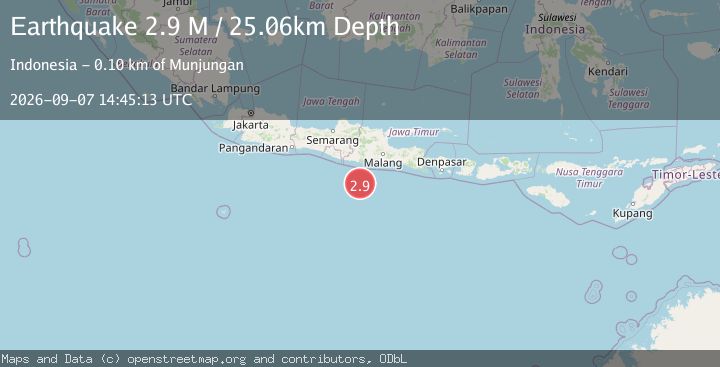 Map of South of Java, Indonesia