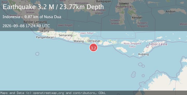 Map of South of Bali, Indonesia