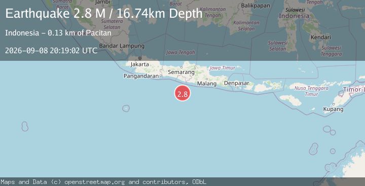 Map of South of Java, Indonesia