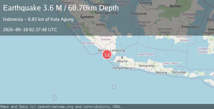 Map of Southern Sumatra, Indonesia