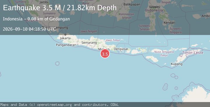 Map of South of Java, Indonesia