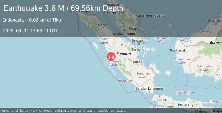 Map of Southern Sumatra, Indonesia