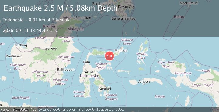Map of Minahassa Peninsula, Sulawesi