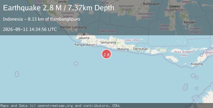 Map of South of Java, Indonesia