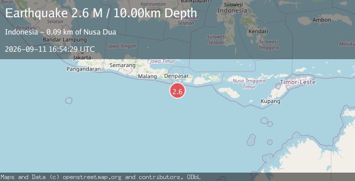 Map of South of Bali, Indonesia