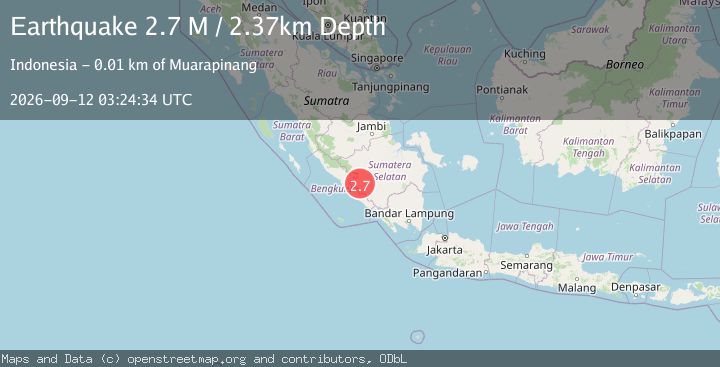 Map of Southern Sumatra, Indonesia