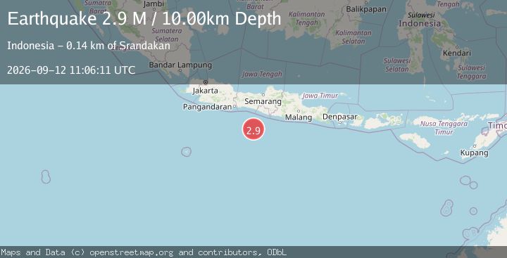 Map of South of Java, Indonesia