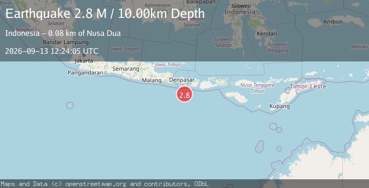 Map of South of Bali, Indonesia