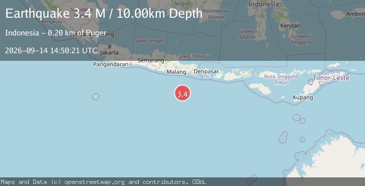 Map of South of Java, Indonesia