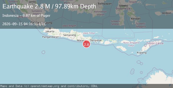 Map of South of Java, Indonesia
