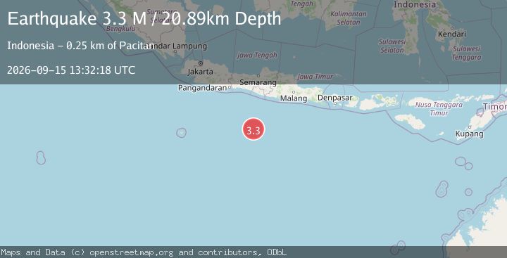 Map of South of Java, Indonesia