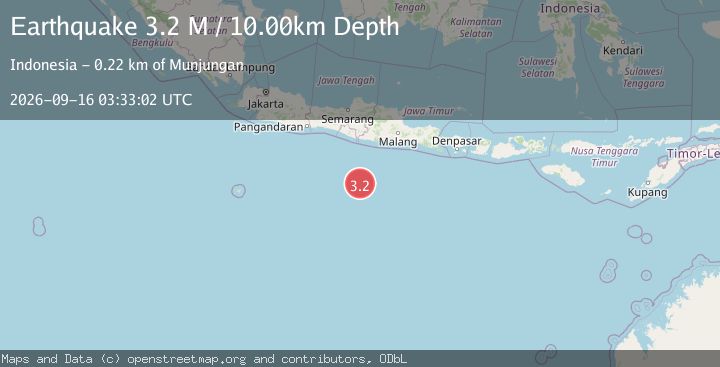 Map of South of Java, Indonesia