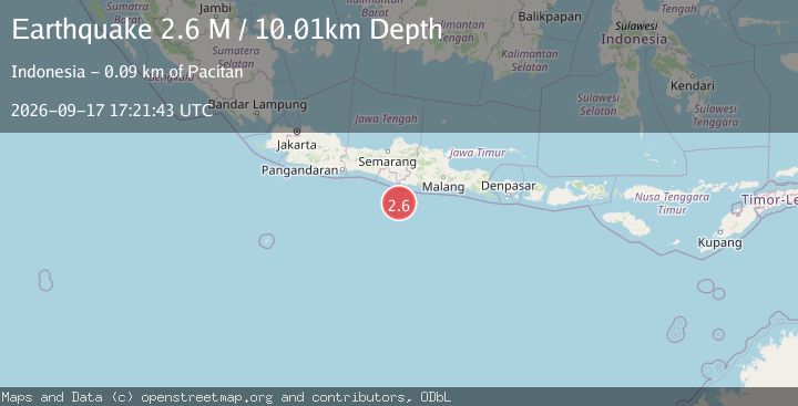 Map of South of Java, Indonesia