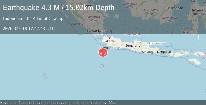 Map of South of Java, Indonesia