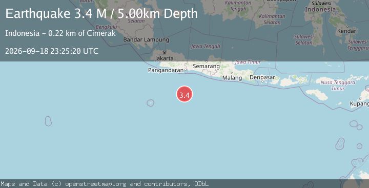 Map of South of Java, Indonesia