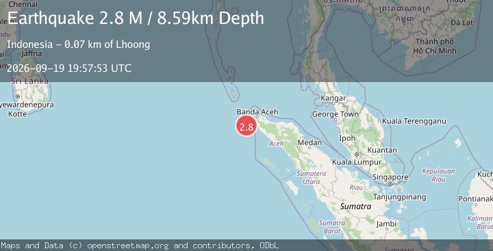 Map of Northern Sumatra, Indonesia