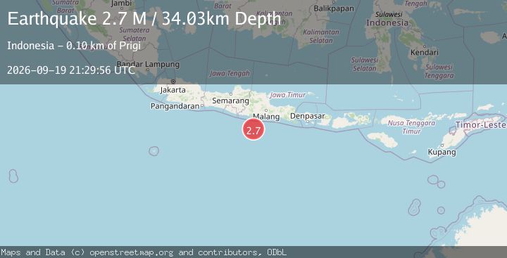 Map of South of Java, Indonesia