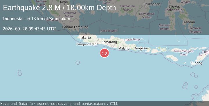 Map of South of Java, Indonesia