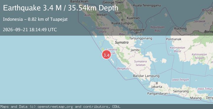 Map of Southern Sumatra, Indonesia