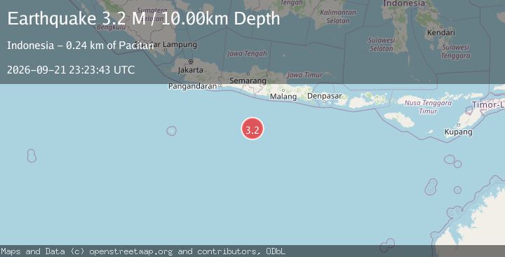 Map of South of Java, Indonesia