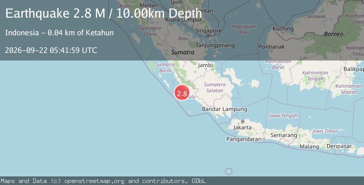 Map of Southern Sumatra, Indonesia