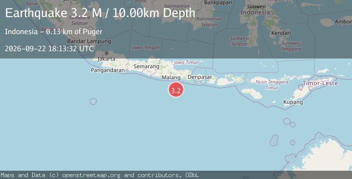 Map of South of Java, Indonesia