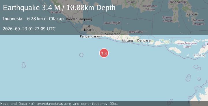 Map of South of Java, Indonesia