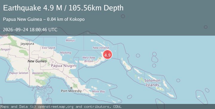 Map of New Britain Region, Papua New Guinea