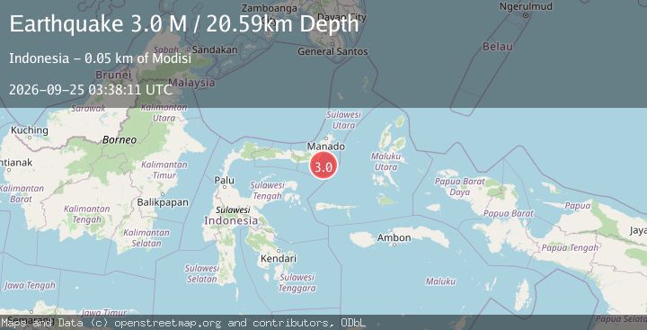 Map of Minahassa Peninsula, Sulawesi