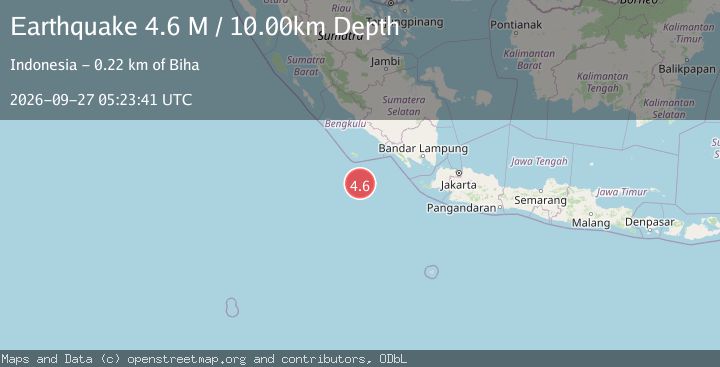 Map of Southwest of Sumatra, Indonesia